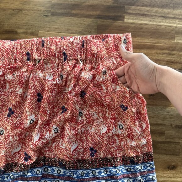 Cabi Bella Batik Skirt Women's Sz S Elephant Print Boho Stretch Waist Pockets - Picture 4 of 9